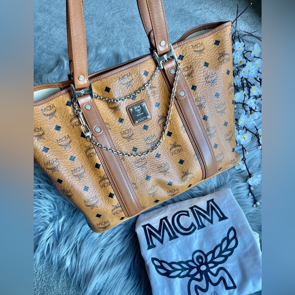 Authentic MCM congnac shopper tote (NW412)